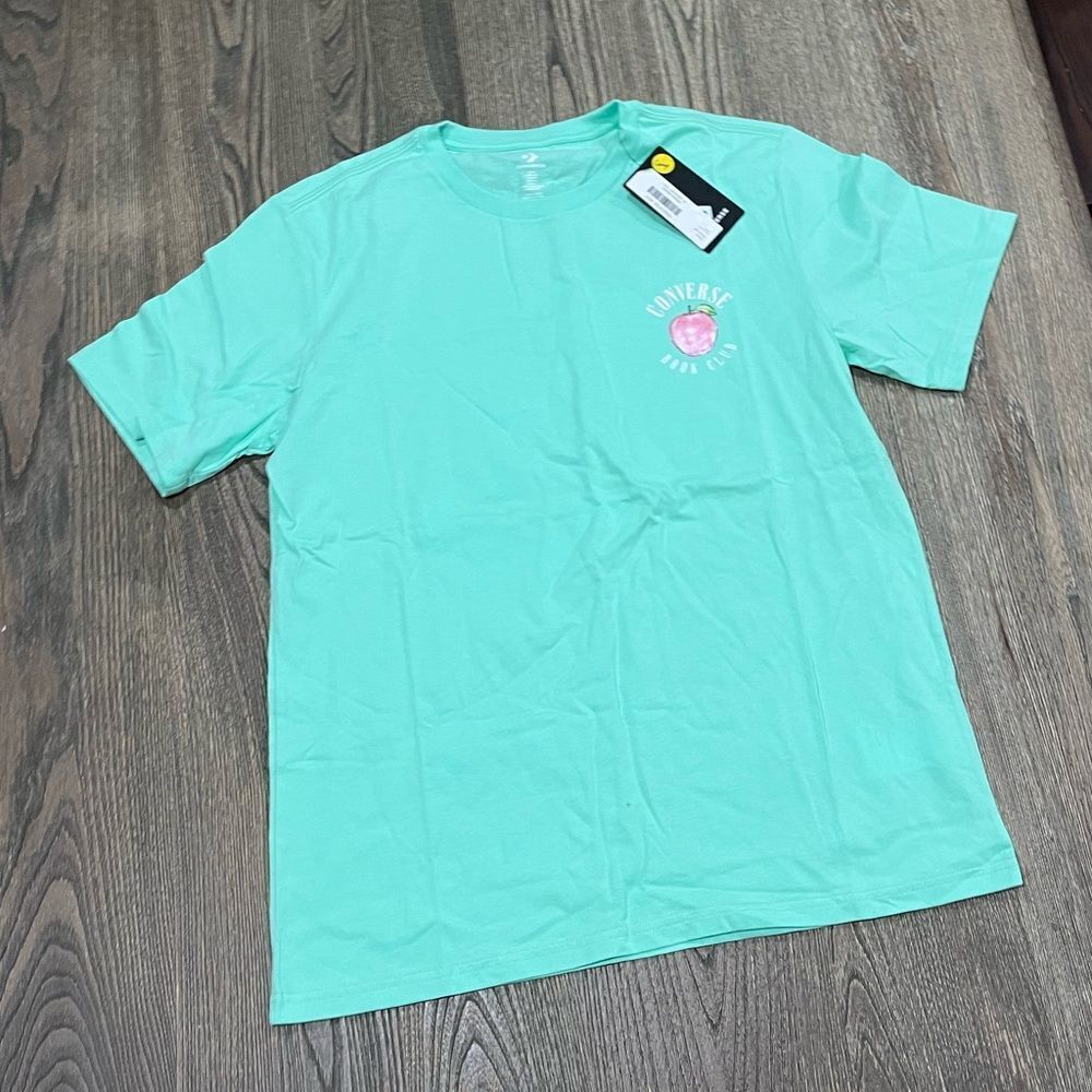 NWT Converse Mens Book Club Graphic T-Shirt Crewneck Short Sleeve Green Size M
